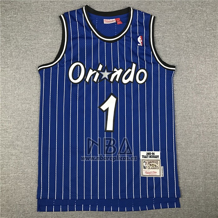 Camiseta Orlando Magic Tracy McGrady NO 1 Mitchell & Ness 2003-04 Azul